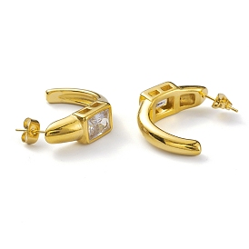 Crystal Rhinestone Arch Stud Earrings, 304 Stainless Steel Jewelry for Women