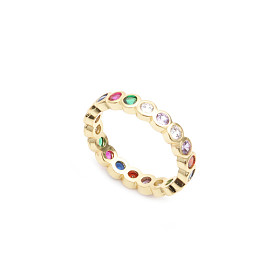 Bohemian Style Colorful Gemstone Eye Ring with Zircon for Women