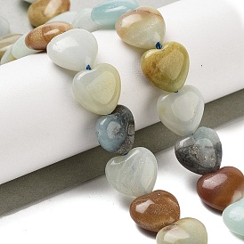 Natural Flower Amazonite Beads Strands, Heart