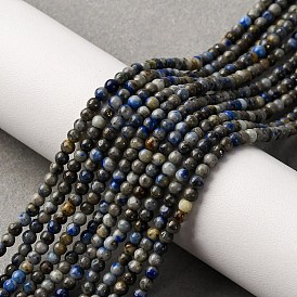 Нитки бусины из натурального ляписа-лазури, круглые