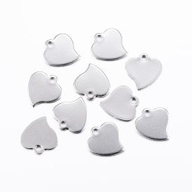 201 Stainless Steel Stamping Blank Tag Pendants, Heart