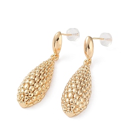 Brass Teardrop Dangle Stud Earrings, with 925 Sterling Silver Pins for Women