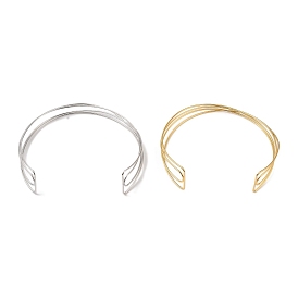 Rack Plating Brass Cuff Bangles, Lead Free & Cadmium Free, Long-Lasting Plated