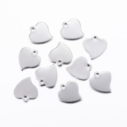 201 Stainless Steel Stamping Blank Tag Pendants, Heart