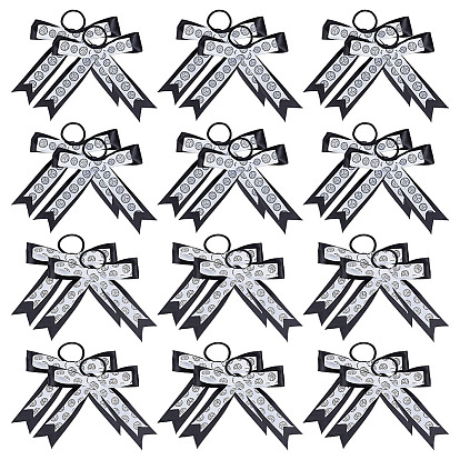 24 pièces 12 élastiques à cheveux en polyester style, bowknot