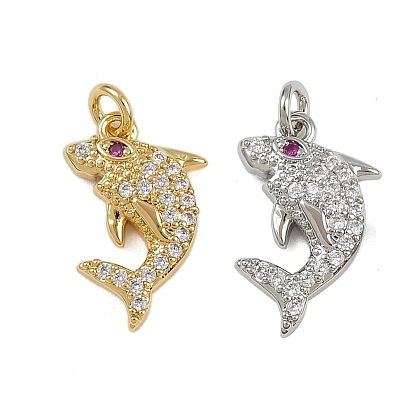 Латунные микро проложить кубического циркония подвески, стойки покрытие, акула, без свинца и без кадмия, долговечный, с целью перехода в кольце