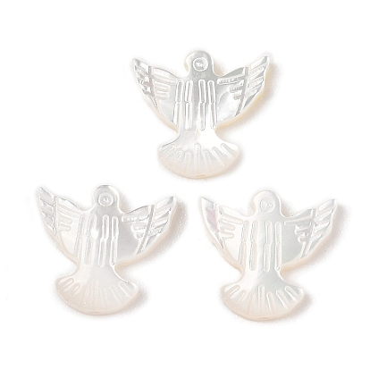 Резные бусины из натуральной белой ракушки, голубь