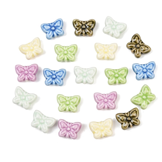 Handmade Porcelain Beads, Bright Glazed Porcelain, Butterfly