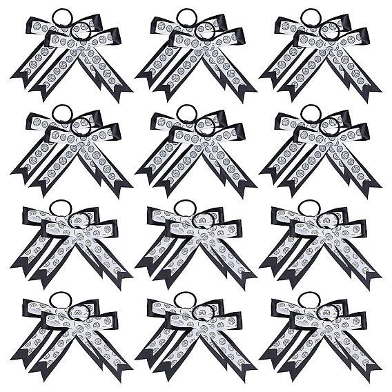 24 pièces 12 élastiques à cheveux en polyester style, bowknot