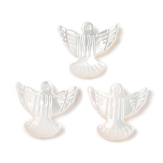 Резные бусины из натуральной белой ракушки, голубь