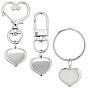 9 шт. 3 стилей 304 брелоки из нержавеющей стали, сердце, с цинкового сплава, платина