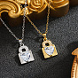 Brass Pave Clear Cubic Zirconia Heart Lock Pendant 201 Stainless Steel Cable Chain Necklaces for Women, Ion Plating(IP)