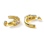Crystal Rhinestone Arch Stud Earrings, 304 Stainless Steel Jewelry for Women