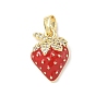 Латунные микро проложить кубического циркония подвески, клубника, с эмалью, стойки покрытие, долговечный, без кадмия и без свинца