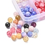 220Pcs 10 Colors Transparent Crackle Glass Beads Strands, Dyed & Heated, Round
