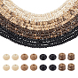 12 Strands 4 Colors Coconut Wood Bead Strands, Flat Round