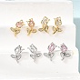 Micro cuivres ouvrent zircone cubique boucles d'oreille, fleur, sans plomb et sans cadmium, crémaillère plaquage, plaqué longue durée