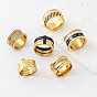304 Stainless Steel Wide Band Finger Rings for Women, with Word