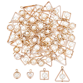 CHGCRAFT 80Pcs 4 Style ABS Plastic Imitation Pearl Pendants, with UV Plating Acrylic Findings, Light Gold, Mixed Shape