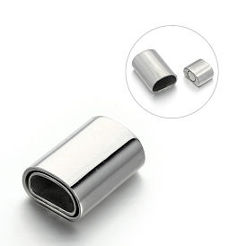 Rectangle 304 Stainless Steel Magnetic Clasps with Glue-in Ends, 18x13x8mm, Hole: 9.5x5mm