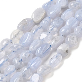 Natural Blue Lace Agate Beads Strands, Nuggets Beads, Tumbled Stone