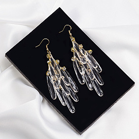 Luxury Long Transparent Crystal Tassel Earrings - Fashionable and Exaggerated Personality