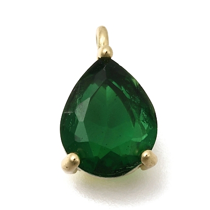 Латунь стекло кулоны, очарование слезы, без кадмия и без свинца, стойки покрытие, долговечный, граненые