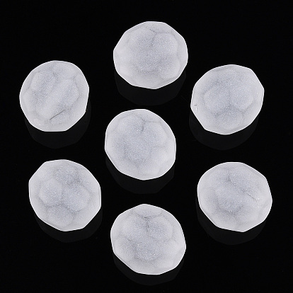 Transparent Frosted Acrylic Beads, Faceted, Round