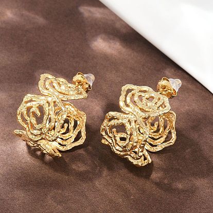 304 серьги-гвоздики из нержавеющей стали с полыми цветами