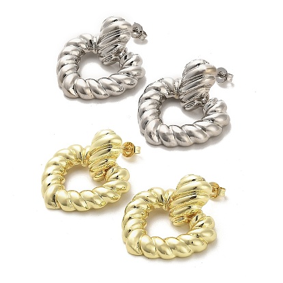 Латунные серьги-гвоздики с подвесками в форме сердца, без кадмия и без свинца