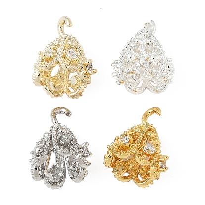 Латунный микро-паве кубический цирконий, за половину пробурено бисера, цветок