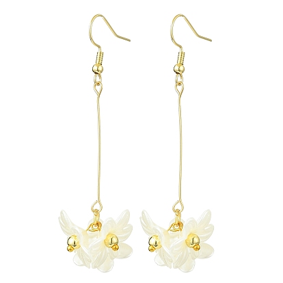 Boucles d'oreilles en laiton avec perles d'imitation abs pour femme, fleur