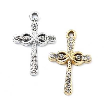 Подвески из сплава и страза, uv покрытие, крестик