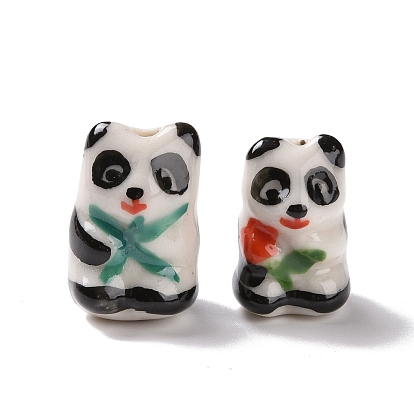 Perles de porcelaine imprimés faits à la main, panda