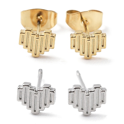 304 boucles d'oreille en acier inoxydable, cœur
