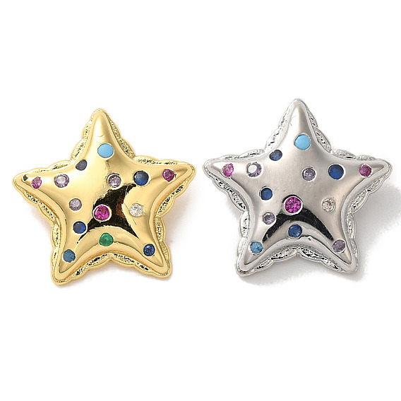 Стойка покрытие латунь микропаве прозрачный кубический цирконий шарм, с эмалью, долговечный, без кадмия и без свинца, звезда