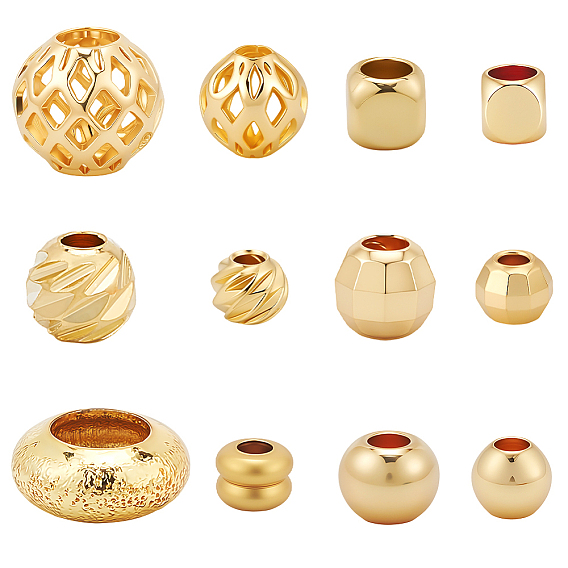 120 шт 12 стили латунные бусины, разнообразные