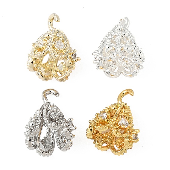 Латунный микро-паве кубический цирконий, за половину пробурено бисера, цветок