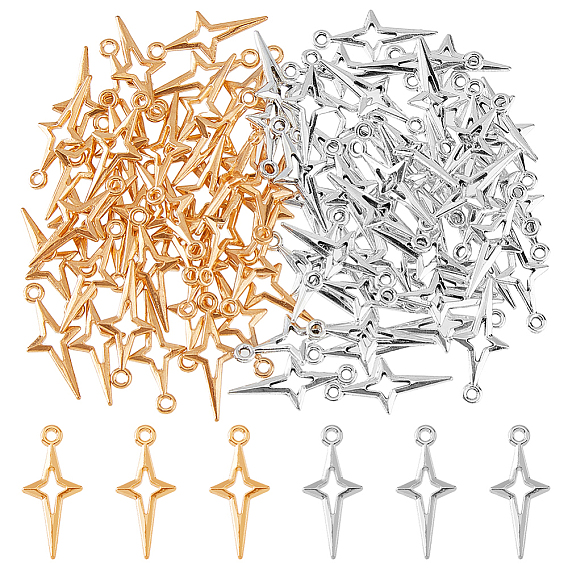 100 шт 2 цвета тибетский стиль сплав полые подвески, звезда