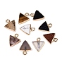 Natural & Synthetic Gemstone Pendants, Brass Triangle Bezeled Charms, Golden