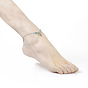 Synthetic Turquoise Charms Anklets, with Tibetan Style Alloy Pendants, 304 Stainless Steel Findings and Iron Eye Pin, Leaf