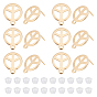 30Pcs 201 Stainless Steel Stud Earring Findings, with Horizontal Loop and 316 Stainless Steel Pin, 50Pcs Plastic Ear Nuts, Flat Round with Peace Sign