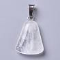Trapezoid Gemstone Pendants, with Stainless Steel Bails, Stainless Steel Color