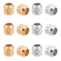 12Pcs 2 Styles Stainless Steel Textured Beads, Large Hole Column Grooved Beads, Ion Plating (IP)