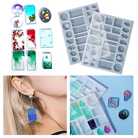 Moldes de silicona para dijes y cabujones colgantes y conectores, moldes de resina, para la fabricación artesanal de resina uv y resina epoxi, formas mixtas