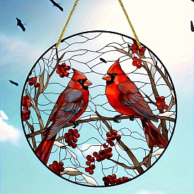 Cardinal Lovebirds Window Hanging Ornaments, Winter Suncatcher Home Window Decoration