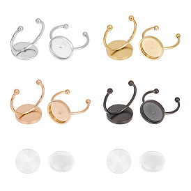 Набор для самостоятельного изготовления кольца-манжеты с открытым куполом, в том числе 304 кольцо из нержавеющей стали, Кабошоны из стекла