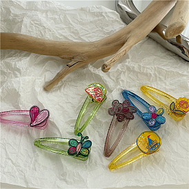 Cute Cartoon Bear Flower Hair Clip - Colorful Plastic Duckbill Clip, Bangs Clip.