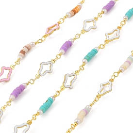 Латунные цепные цепи, с эмалью и полимерной глины, долговечный, золотые, пайки, без кадмия и без свинца, без свинца и без никеля , с катушкой