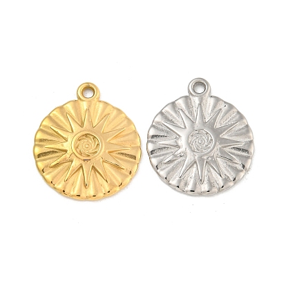 Ионное покрытие (ip) 304 подвески из нержавеющей стали, плоский круглый с солнечным шармом